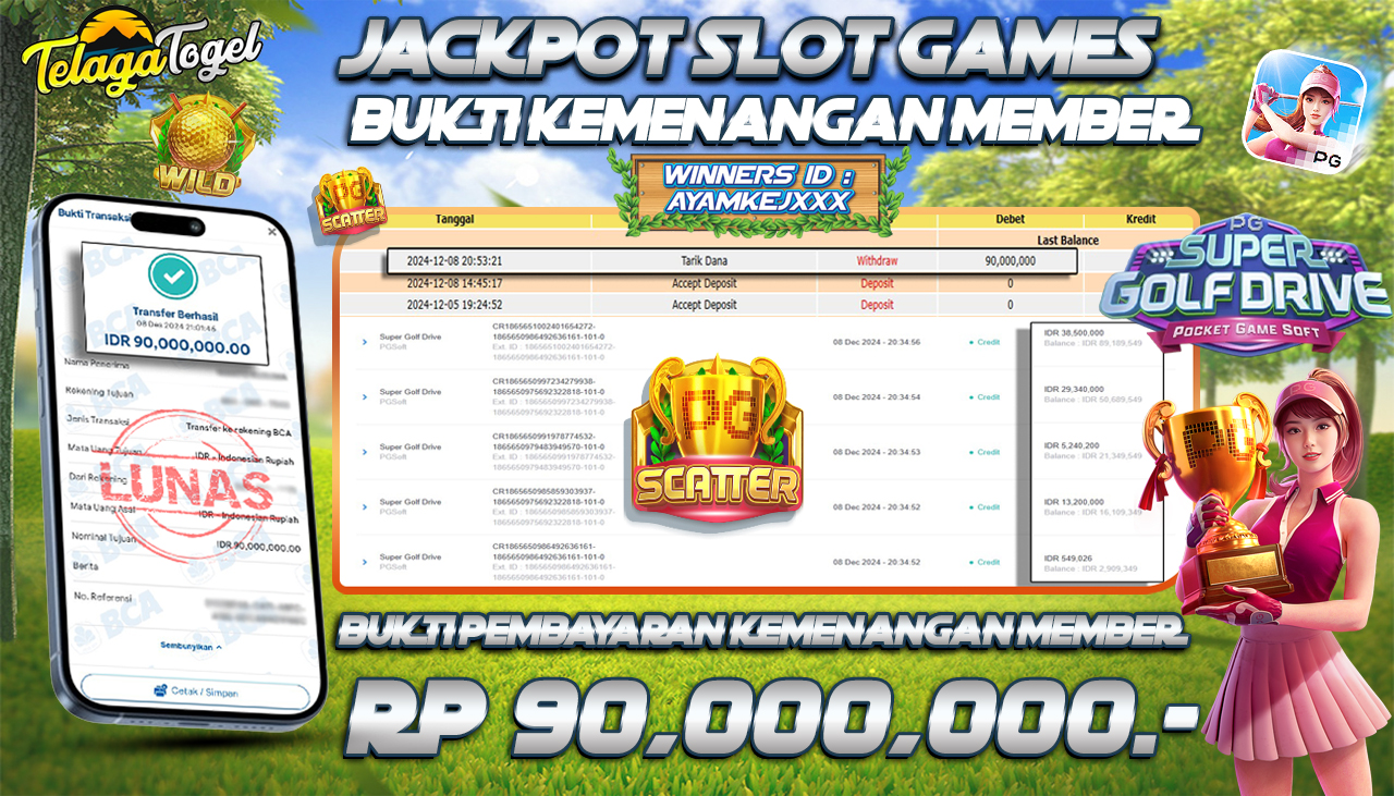 TELAGATOGEL JACKPOT SLOT SUPER GOLF DRIVE Rp 90,000,000,- LUNAS