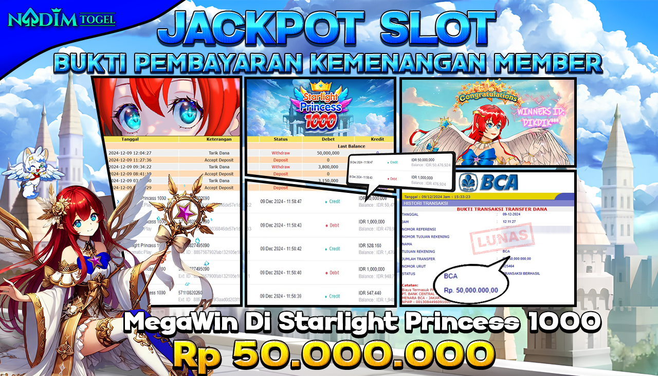 NADIMTOGEL JACKPOT SLOT STARLIGHT PRINCESS 1000 Rp 50,000,000,- LUNAS