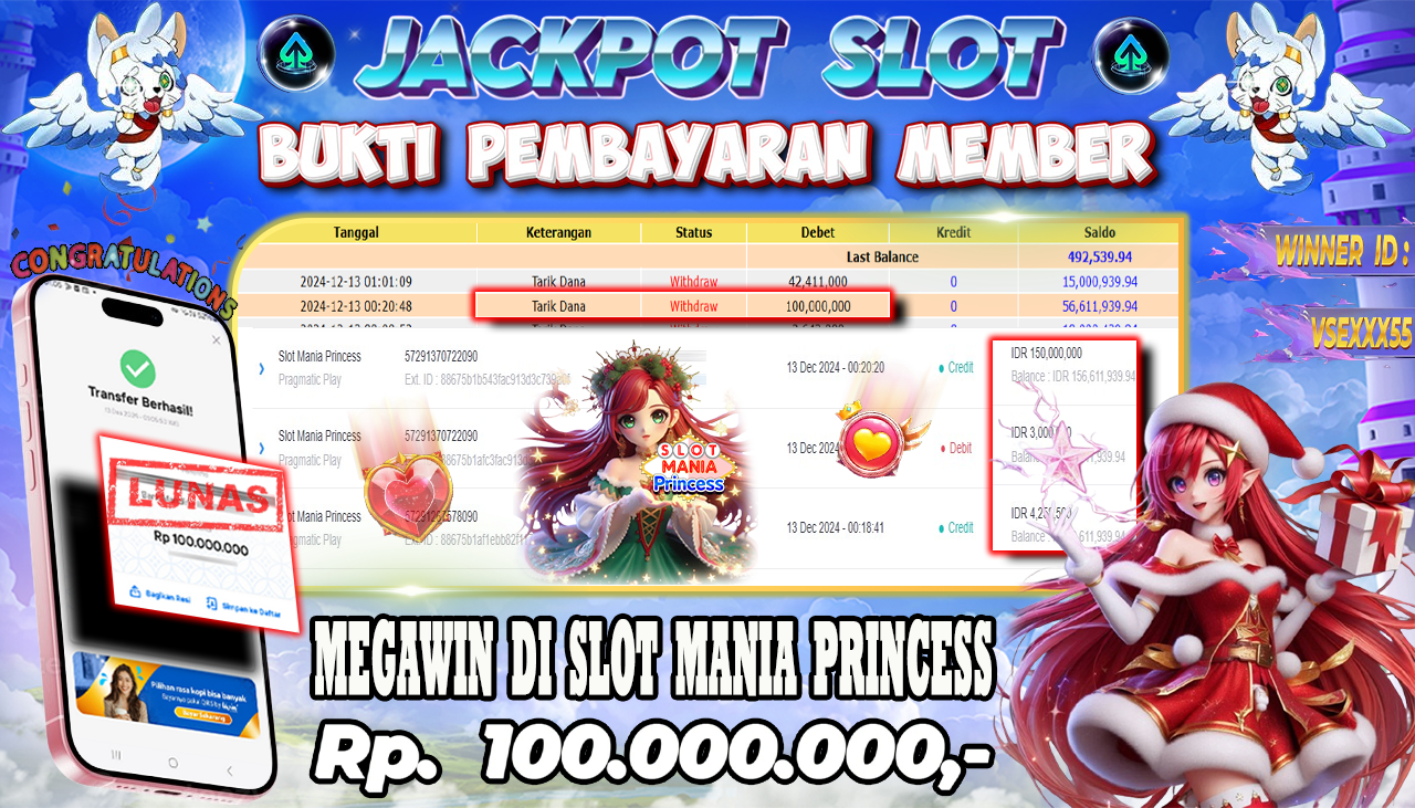 NADIMTOGEL JACKPOT SLOT MANIA PRINCESS Rp. 100.000.000,- LUNAS