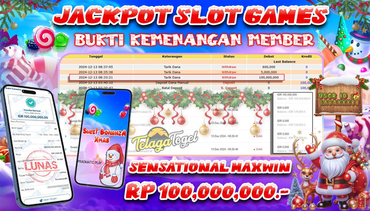 TELAGATOGEL JACKPOT SLOT SWEET BONANZA XMAS Rp 100,000,000,- LUNAS
