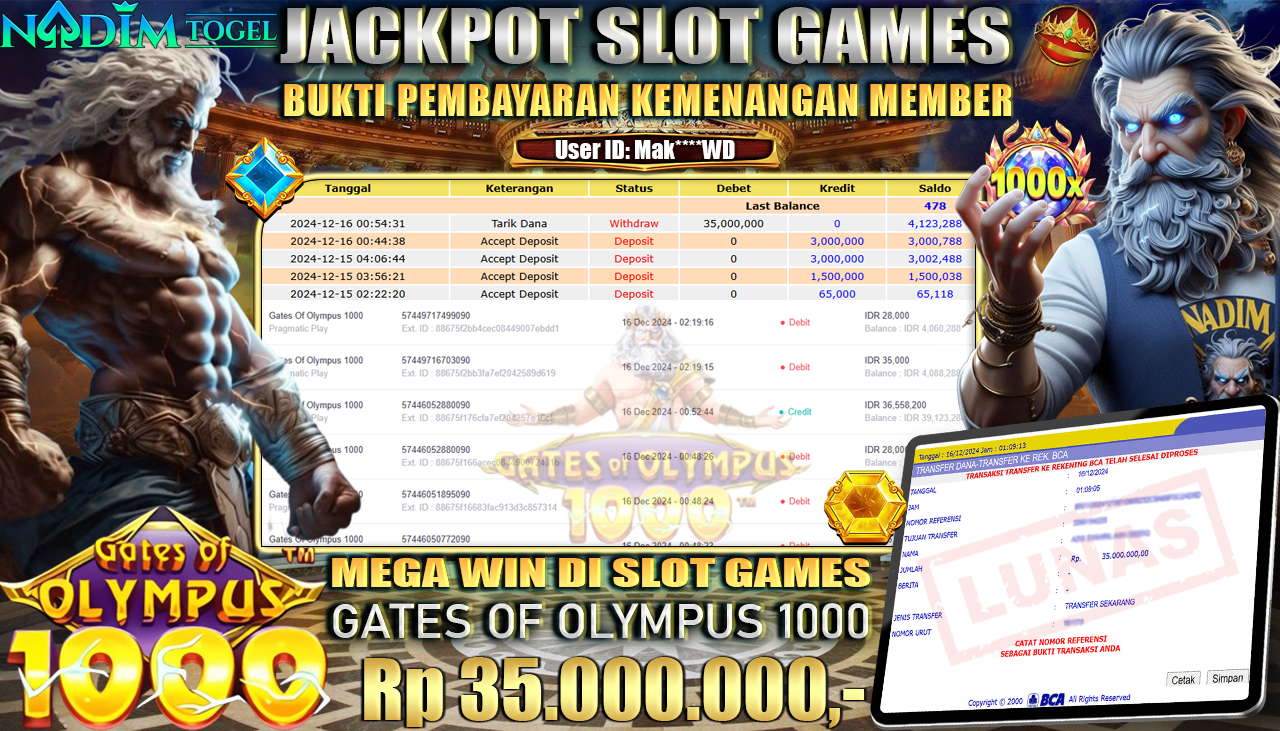 NADIMTOGEL JACKPOT SLOT GATES OF OLYMPUS-1000 Rp 35.000.000,- LUNAS