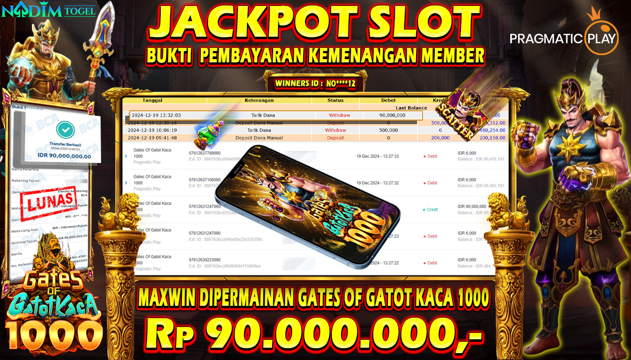 NADIMTOGEL JACKPOT SLOT GATES OF GATOT KACA 1000  Rp 90,000,000,- LUNAS