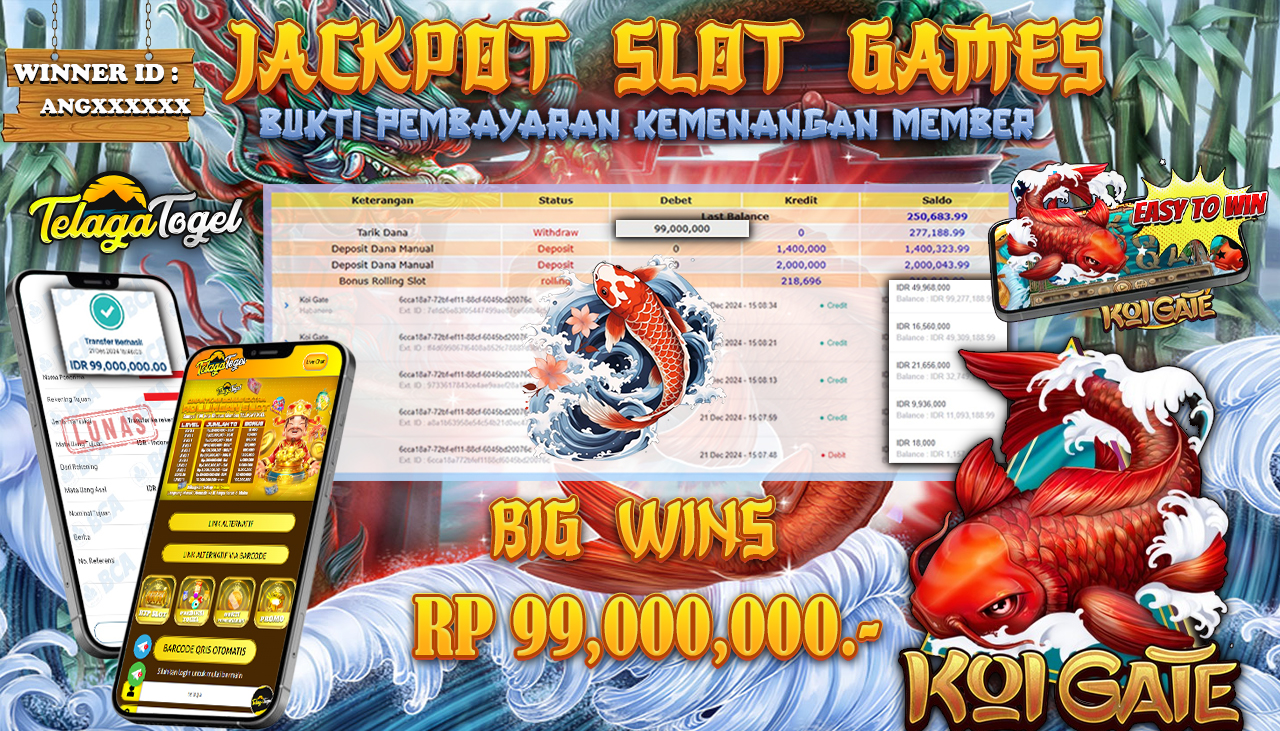 TELAGATOGEL JACKPOT SLOT KOI GATE Rp 99,000,000,- LUNAS