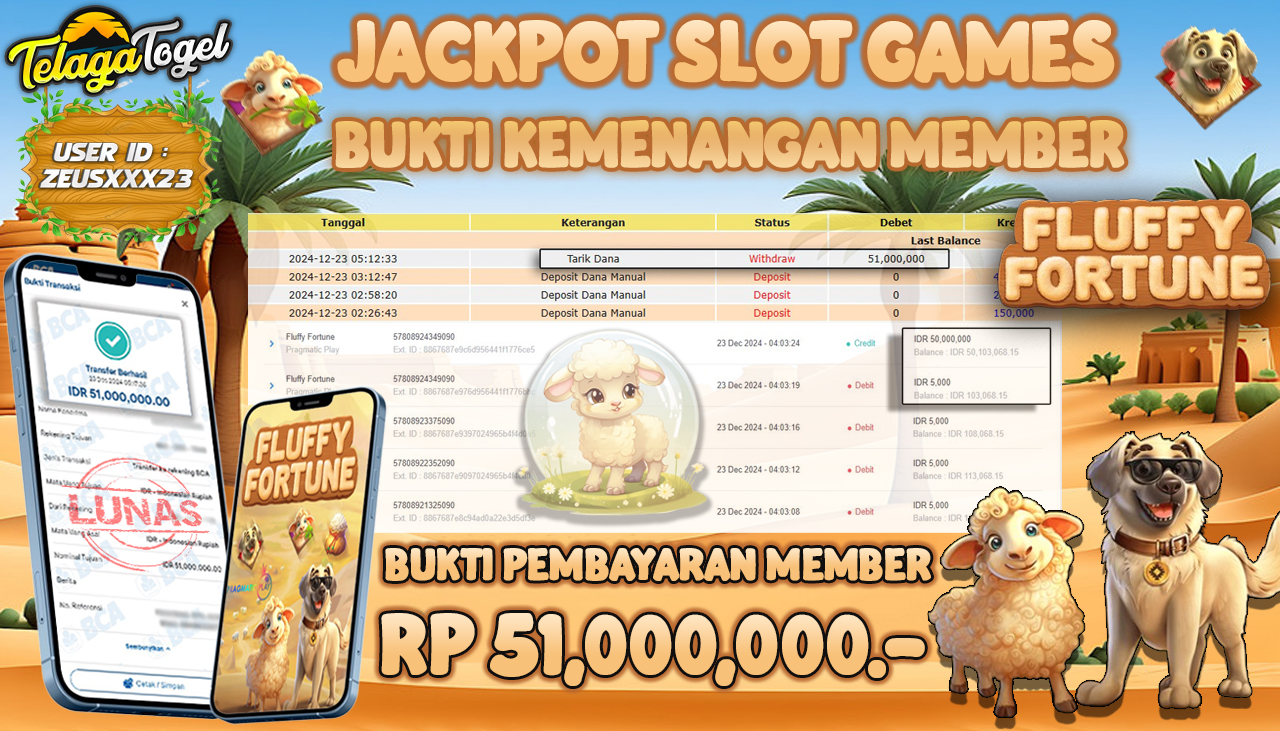 TELAGATOGEL JACKPOT SLOT FLUFFY FORTUNE Rp 51,000,000,- LUNAS