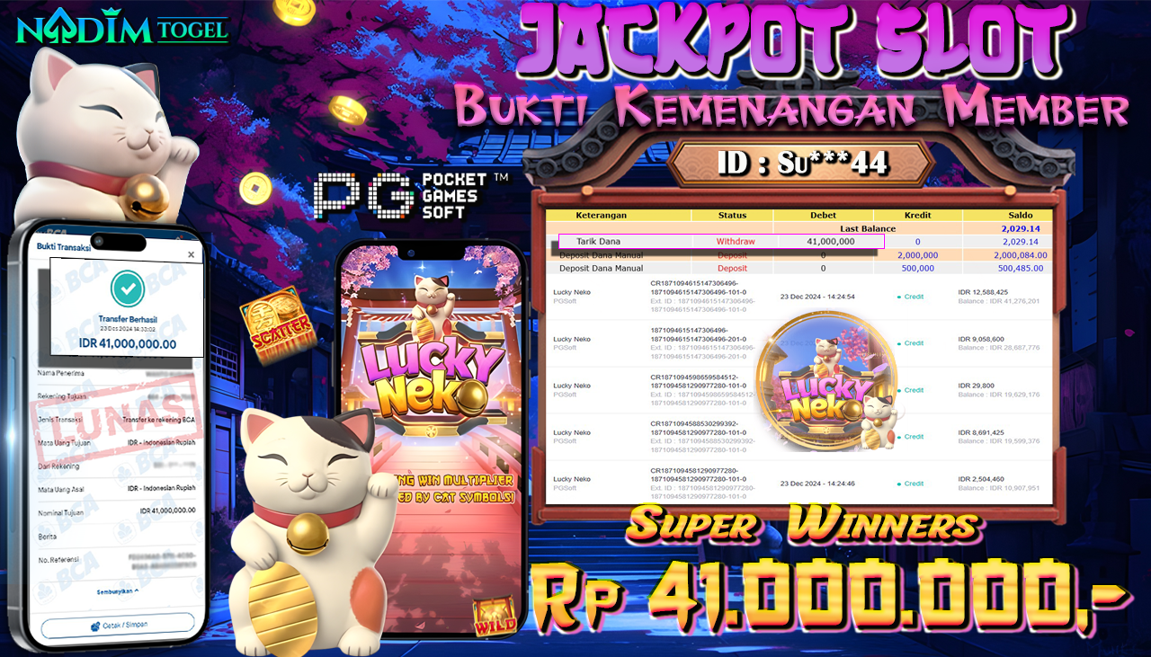 NADIMTOGEL JACKPOT SLOT LUCKY NEKO  Rp 41,000,000,- LUNAS