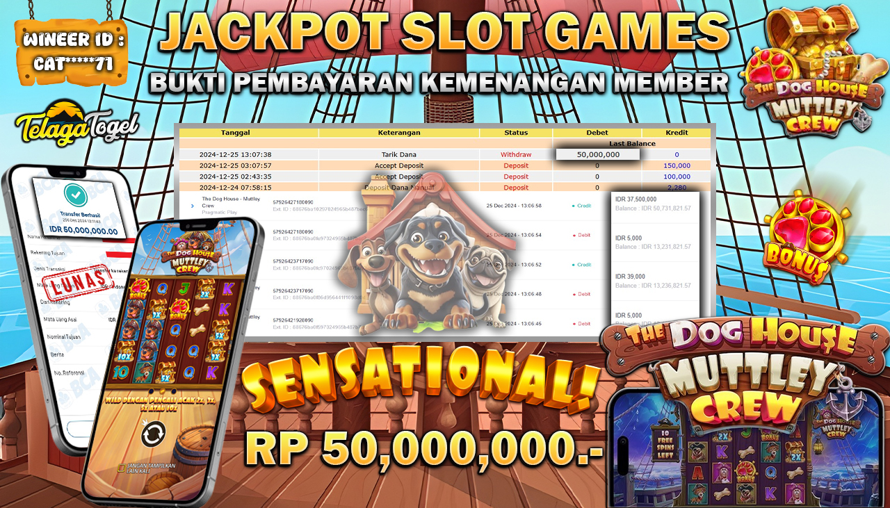 TELAGATOGEL JACKPOT SLOT THE DOG HOUSE MUTTLEY CREW Rp 50,000,000,- LUNAS