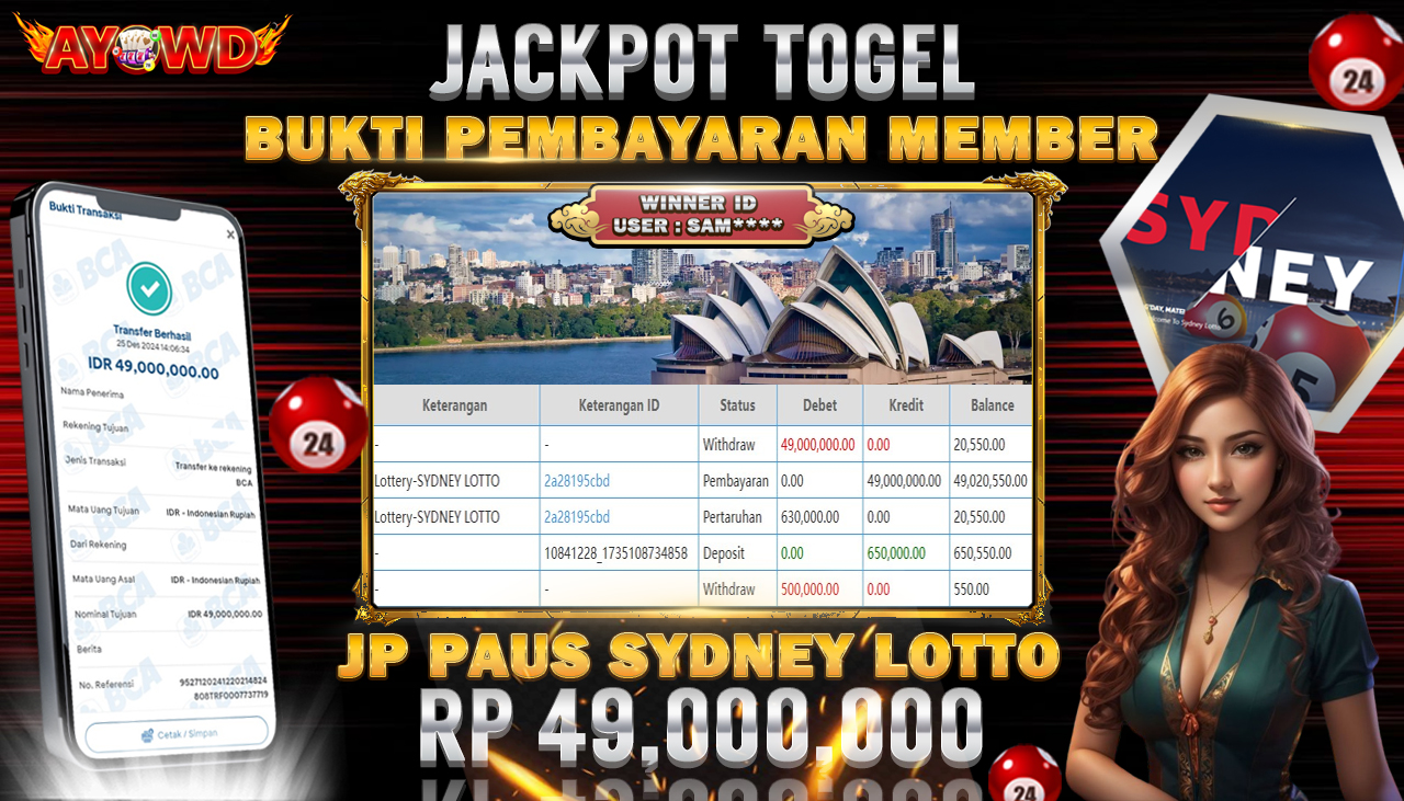 AYOWD JACKPOT LOTTERY SYDNEY  Rp 49,000,000,- LUNAS