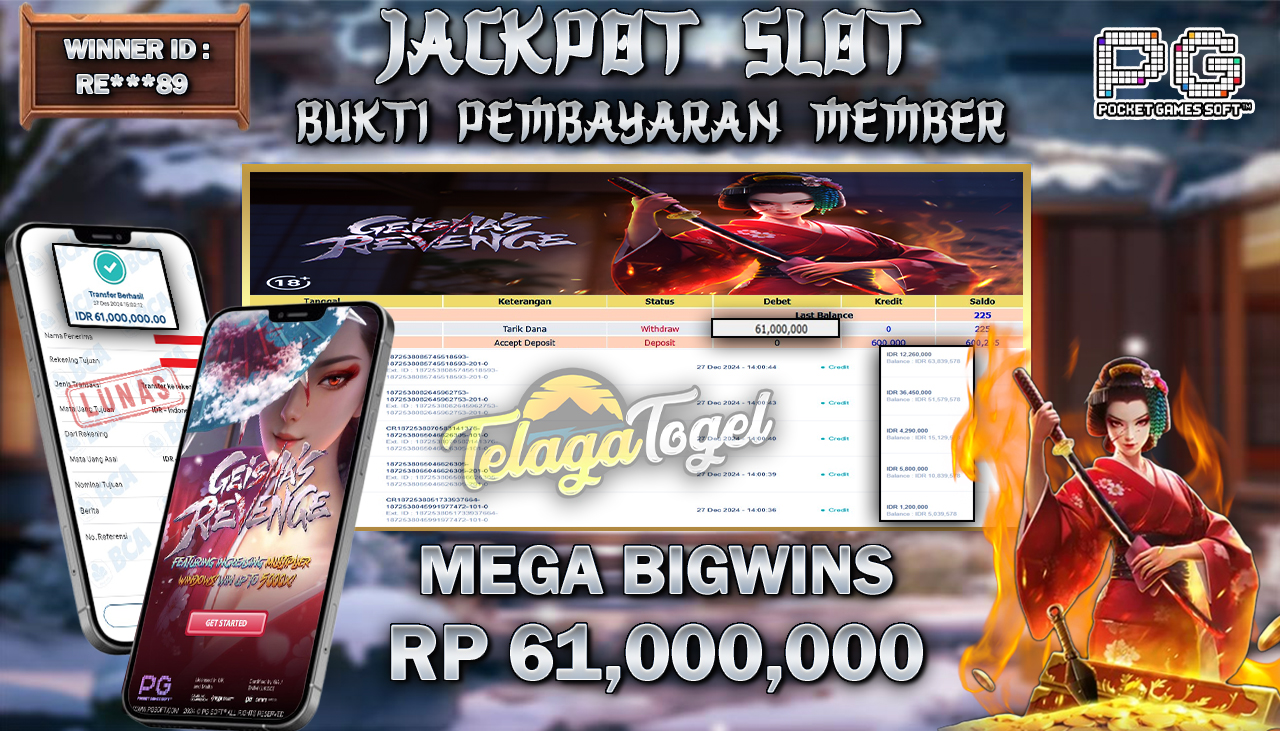 TELAGATOGEL JACKPOT SLOT GEISHA'S REVENGE Rp 61,000,000,- LUNAS