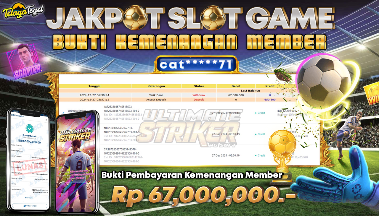 TELAGATOGEL JACKPOT SLOT ULTIMATE STRIKER Rp 67,000,000,- LUNAS