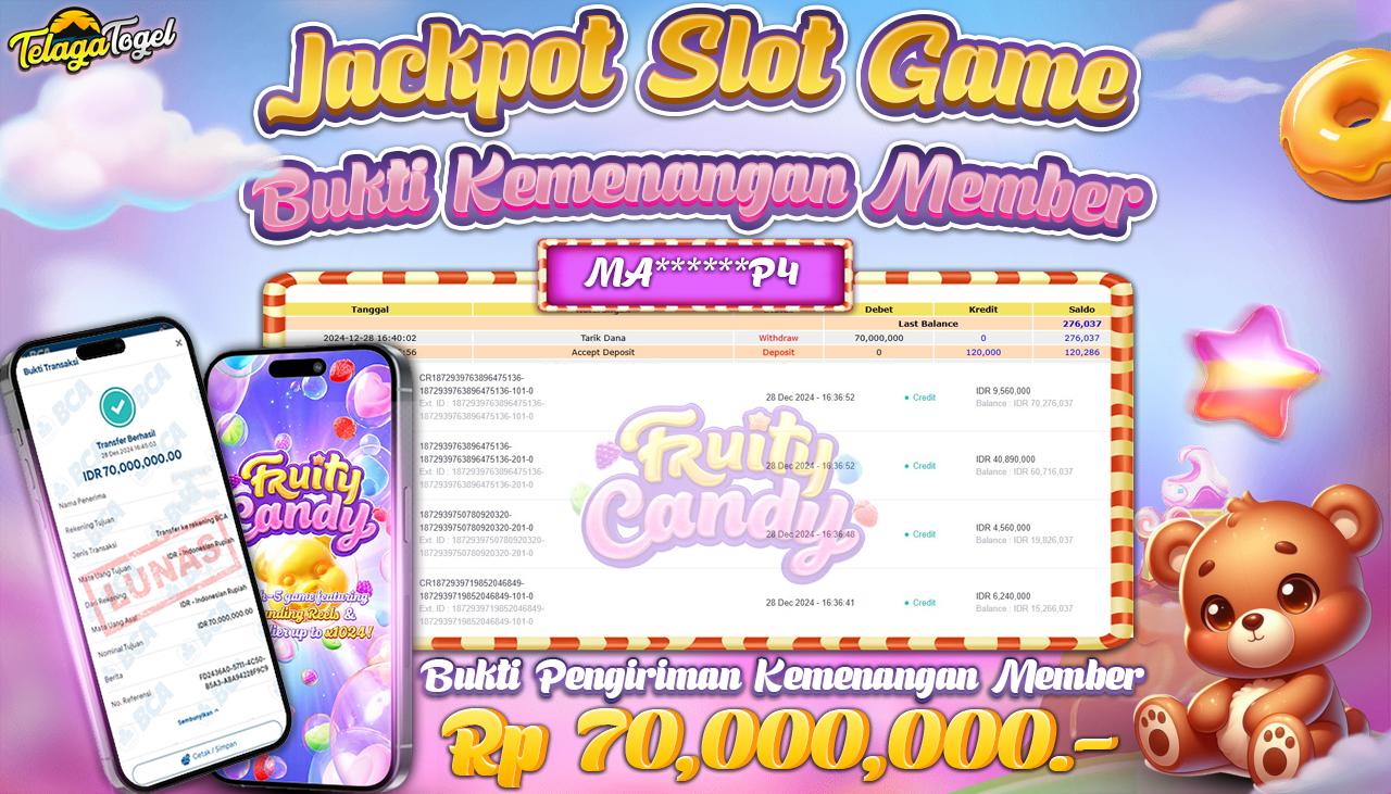 TELAGATOGEL JACKPOT SLOT FRUITY CANDY Rp 70,000,000,- LUNAS