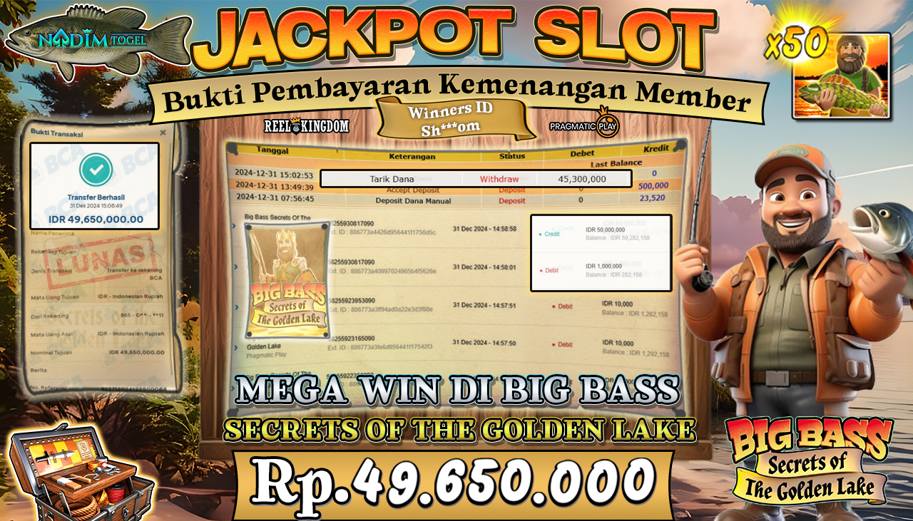 NADIMTOGEL JACKPOT SLOT BIG BASS: SECRETS OF THE GOLDEN LAKE Rp 49,650,000,- LUNAS