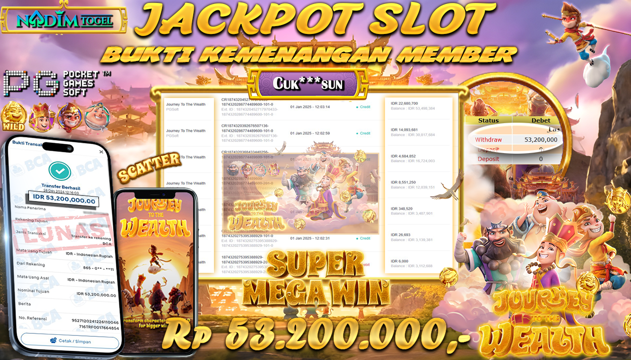 NADIMTOGEL JACKPOT SLOT JOURNEY TO THE WEALTH Rp 53,200,000.- LUNAS