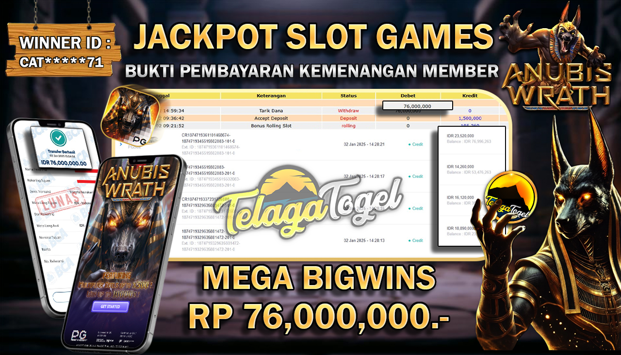 TELAGATOGEL JACKPOT SLOT ANUBIS WRATH Rp 76,000,000,- LUNAS