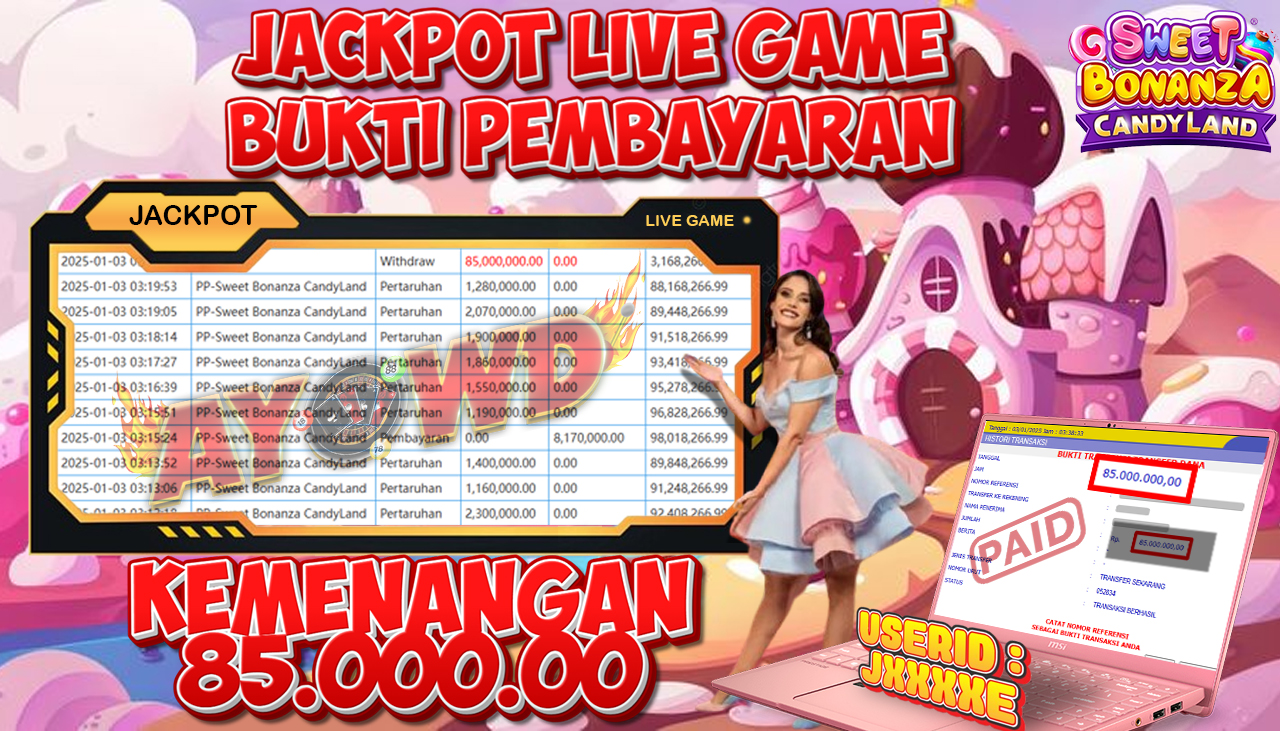 AYOWD JACKPOT LIVE GAME PP-Sweet Bonanza CandyLand Rp 85,000,000 LUNAS