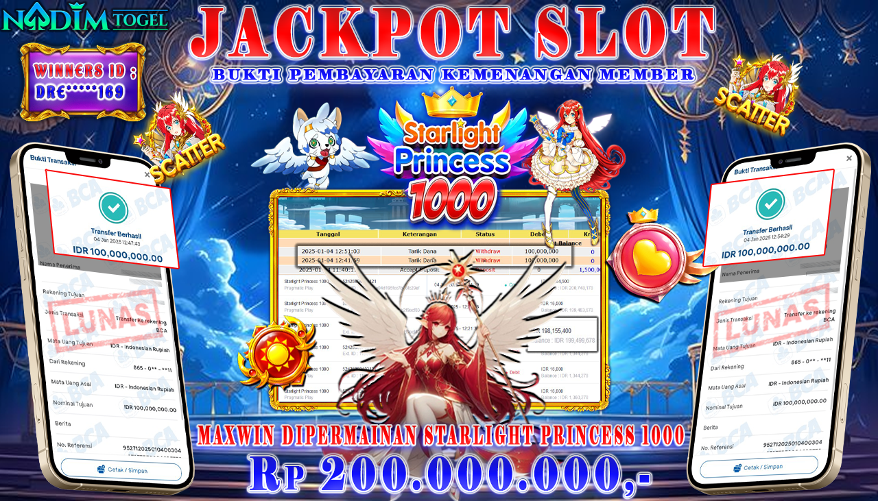 NADIMTOGEL JACKPOT SLOT STARLIGHT PRINCESS 1000 Rp 200,000,000,- LUNAS