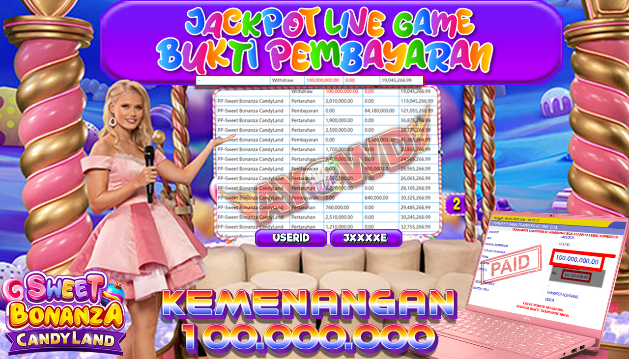 AYOWD JACKPOT LIVE GAMES PP-SWEET BONANZA CANDYLAND Rp 100,000,000 LUNAS