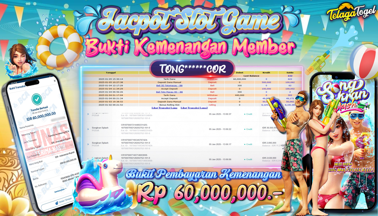 TELAGATOGEL JACKPOT SLOT SONGKRAN SPLASH Rp 60,000,000,- LUNAS
