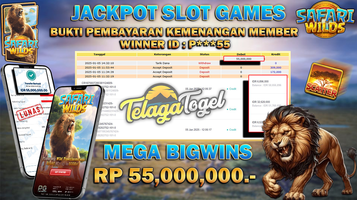 TELAGATOGEL JACKPOT SLOT SAFARI WILDS Rp 55,000,000,- LUNAS