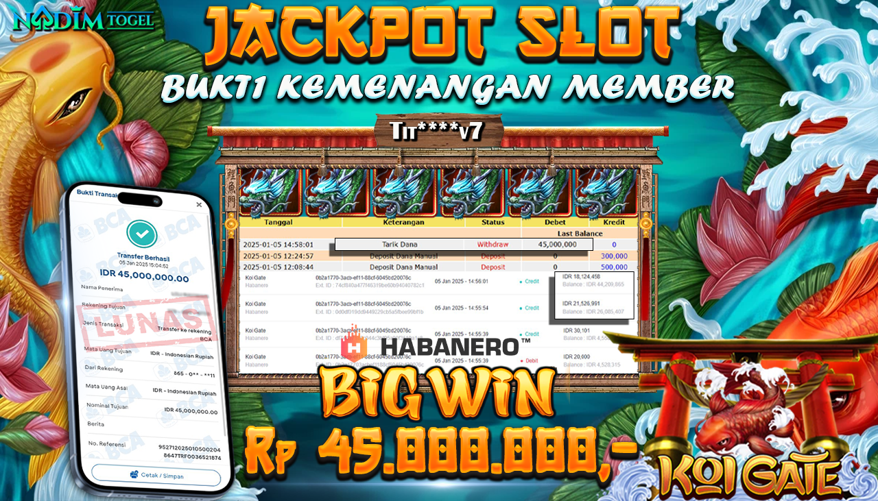 NADIMTOGEL JACKPOT SLOT KOI-GATE Rp 45,000,000,- LUNAS
