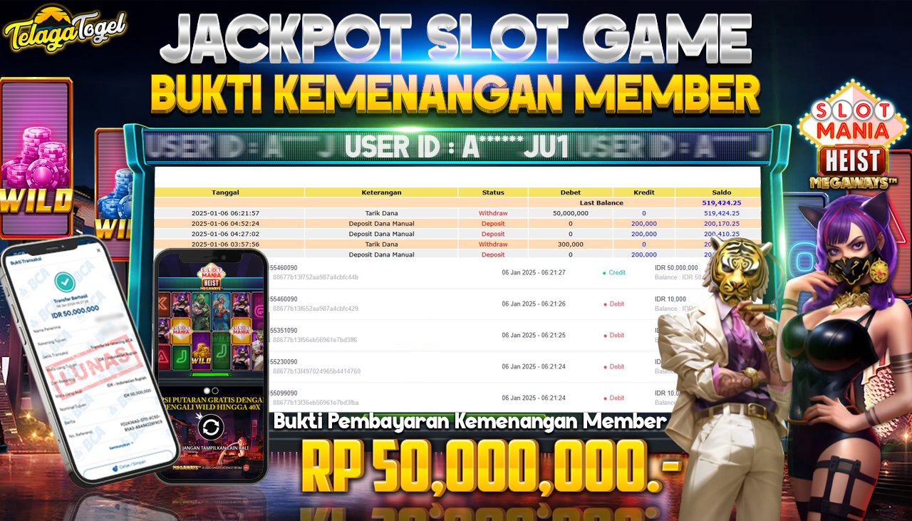 TELAGATOGEL JACKPOT SLOT MANIA HEIST MEGAWAYS Rp 50,000,000,- LUNAS