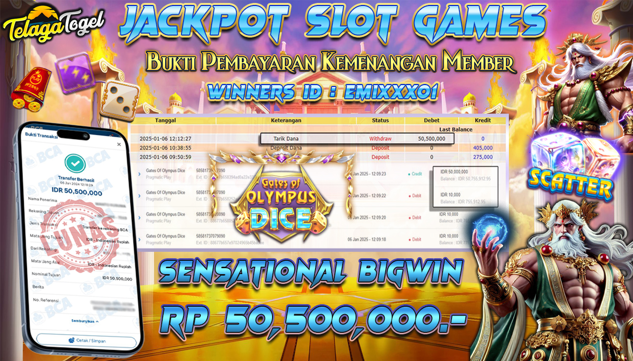 TELAGATOGEL JACKPOT SLOT GATES OF OLYMPUS DICE Rp 50,500,000,- LUNAS