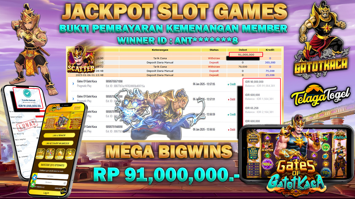 TELAGATOGEL JACKPOT SLOT GATES OF GATOT KACA Rp 91,000,000,- LUNAS