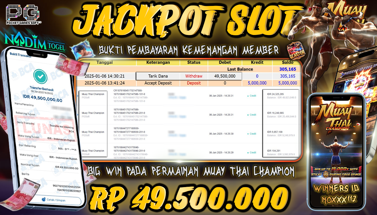 NADIMTOGEL JACKPOT SLOT MUAY THAI CHAMPION Rp 49.500.000.- LUNAS