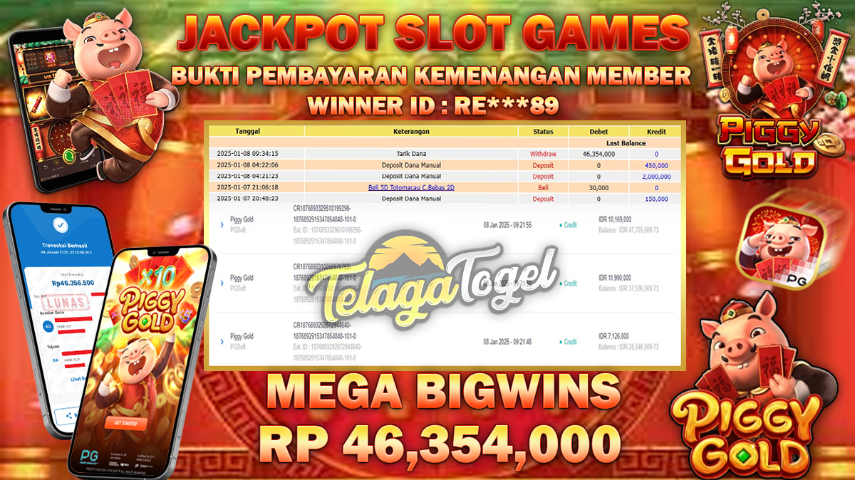 TELAGATOGEL JACKPOT SLOT PIGGY GOLD Rp 46,354,000,- LUNAS