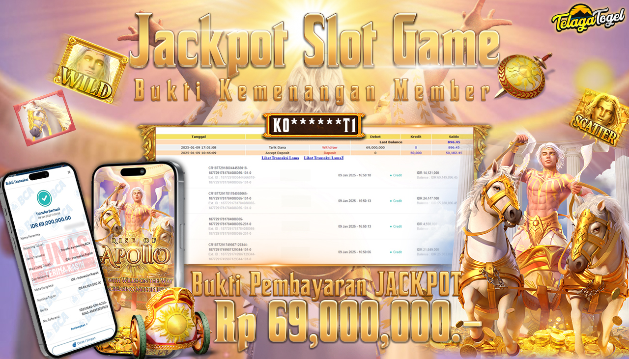 TELAGATOGEL JACKPOT SLOT RISE OF APOLLO Rp 69,000,000,- LUNAS