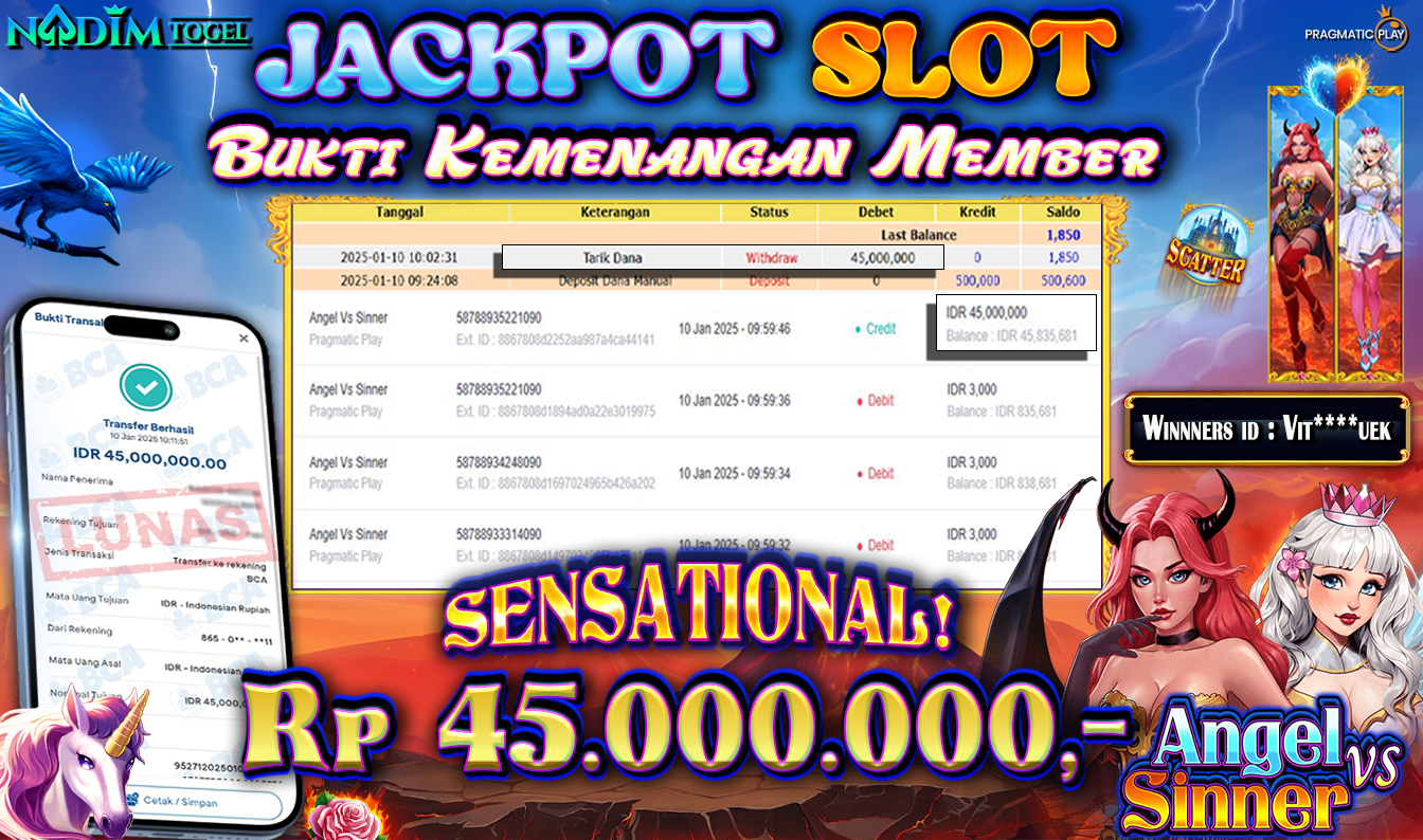 NADIMTOGEL JACKPOT SLOT ANGEL VS SINNER  Rp 45,000,000,- LUNAS
