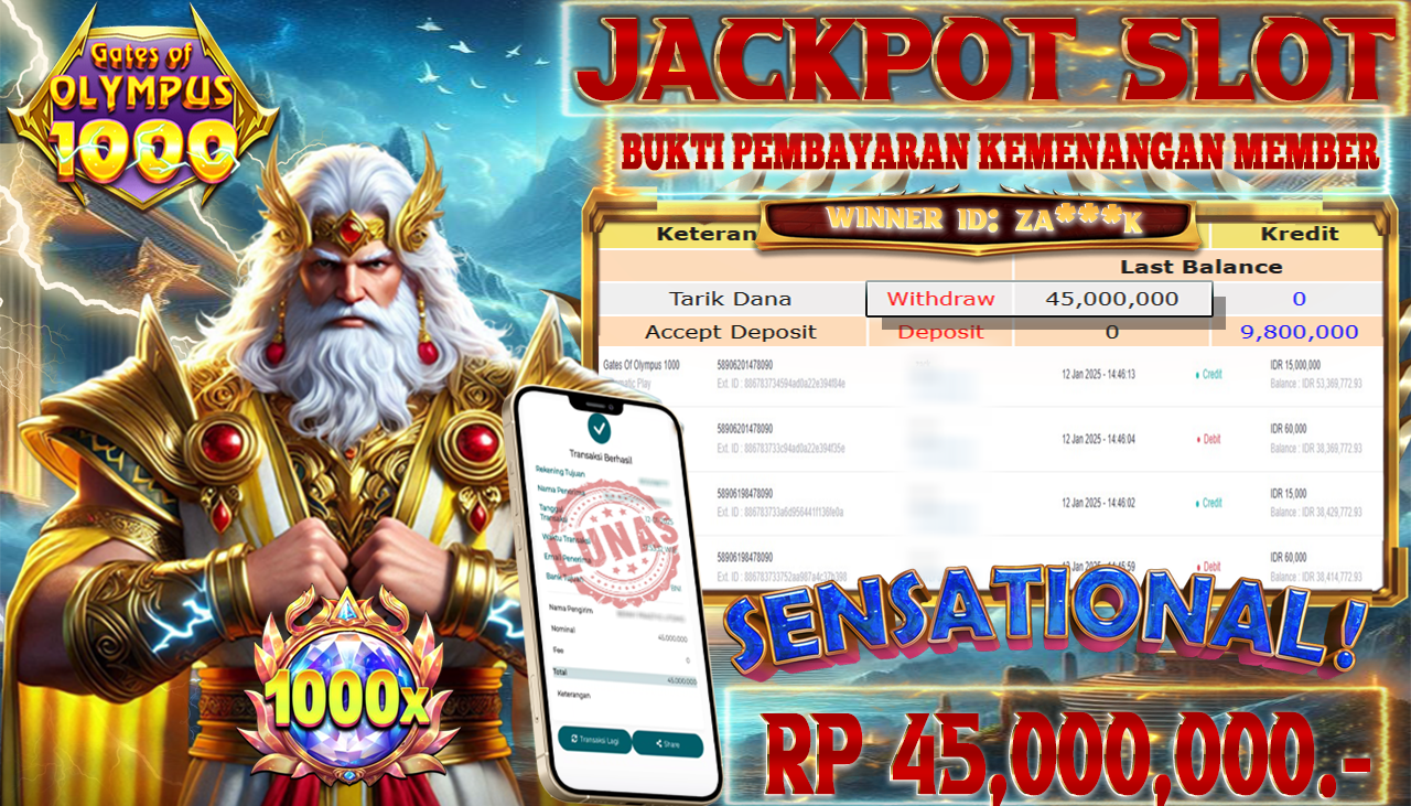 NADIMTOGEL JACKPOT SLOT GANTES OF OLYMPUS 1000 Rp 45,000,000,- LUNAS