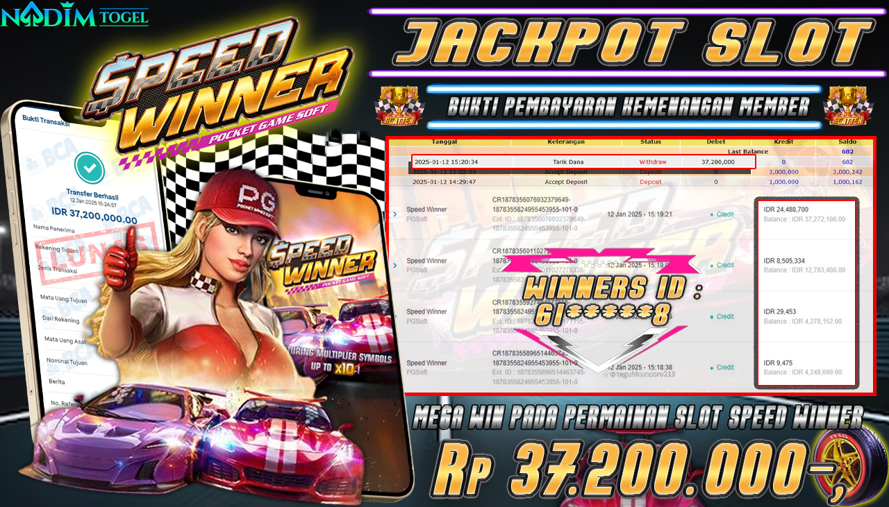 NADIMTOGEL JACKPOT SLOT SPEED WINNER Rp 37,200,000,- LUNAS