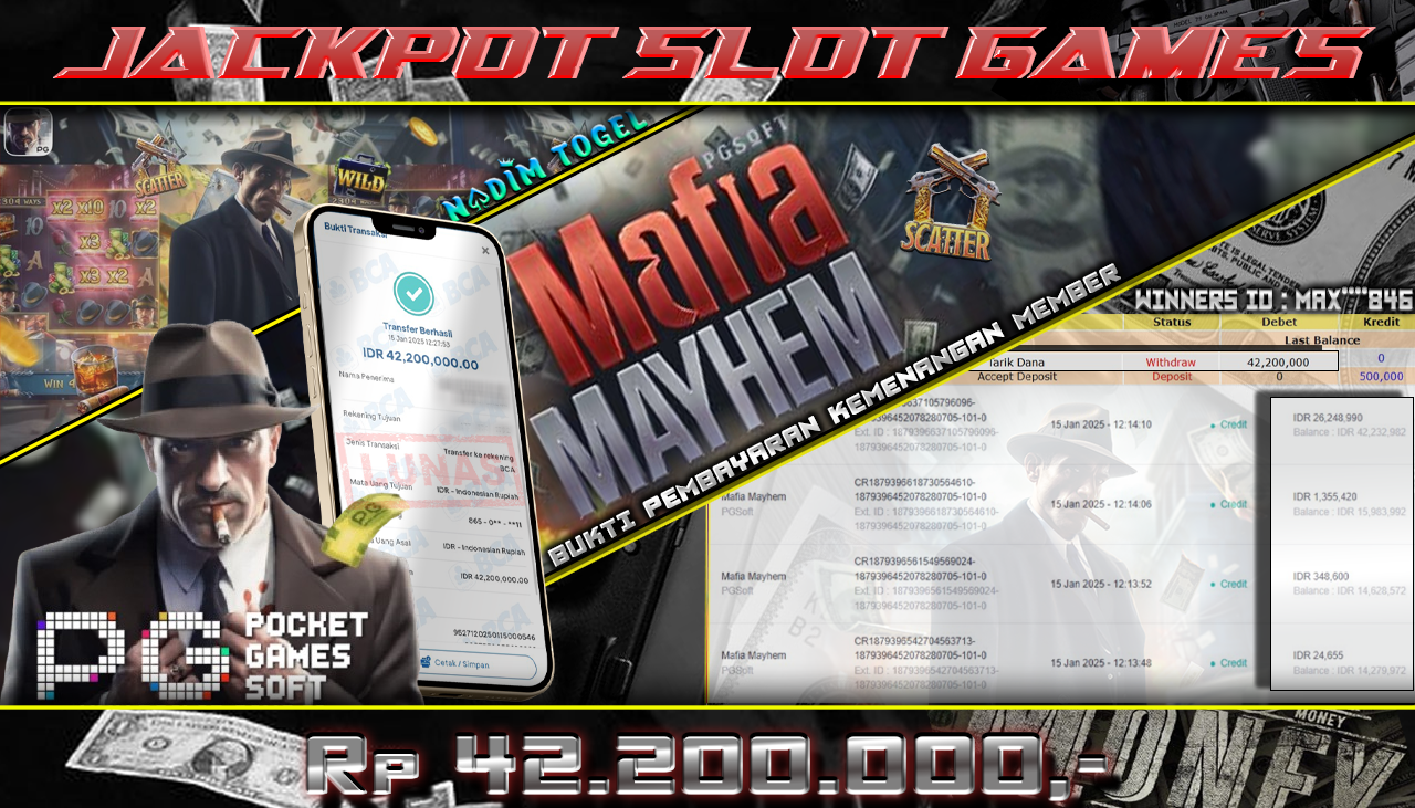 NADIMTOGEL JACKPOT SLOT MAFIA MAYHEM Rp 42.200.000,- LUNAS
