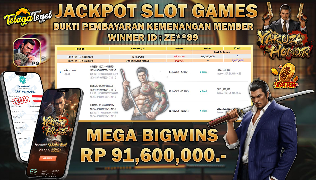 TELAGATOGEL JACKPOT SLOT YAKUZA HONOR Rp 91,600,000,- LUNAS