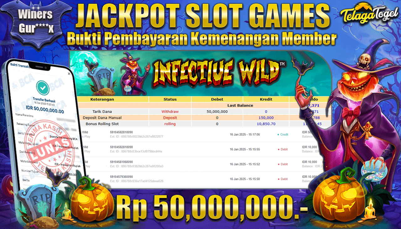 TELAGATOGEL JACKPOT SLOT INFECTIVE WILD Rp 50,000,000,- LUNAS