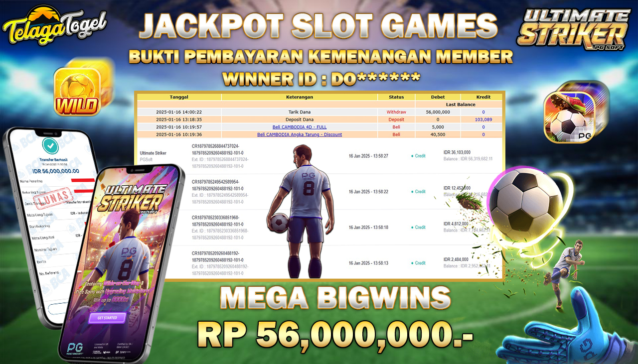 TELAGATOGEL JACKPOT SLOT ULTIMATE STRIKER Rp 56,000,000,- LUNAS