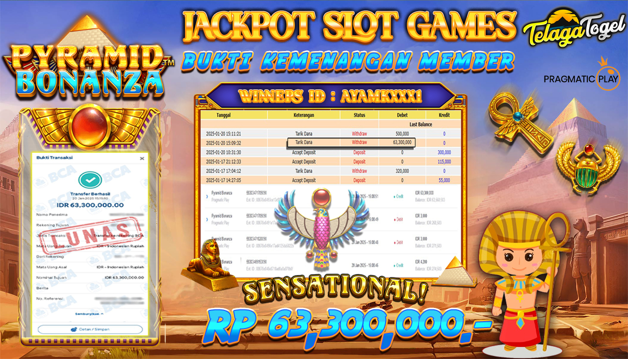 TELAGATOGEL JACKPOT SLOT PYRAMID BONANZA Rp 63,300,000,- LUNAS