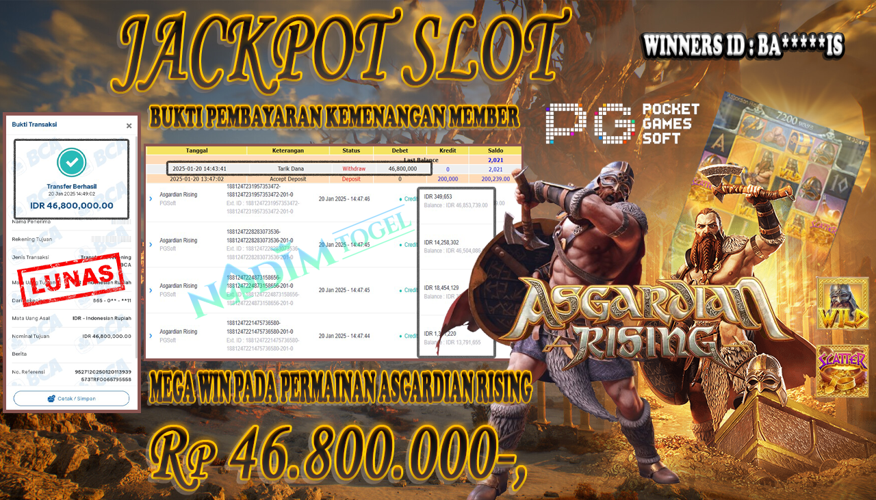 NADIMTOGEL JACKPOT SLOT ASGARDIAN RISING Rp 46,800,000,- LUNAS