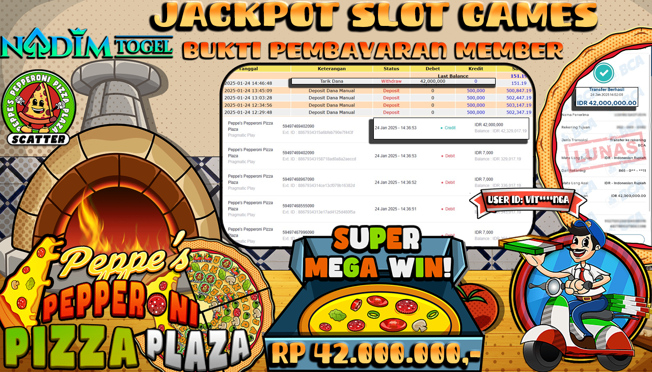 NADIMTOGEL JACKPOT SLOT PEPPES PEPPERONI PIZZA PLAZA Rp 42,000,000,- LUNAS