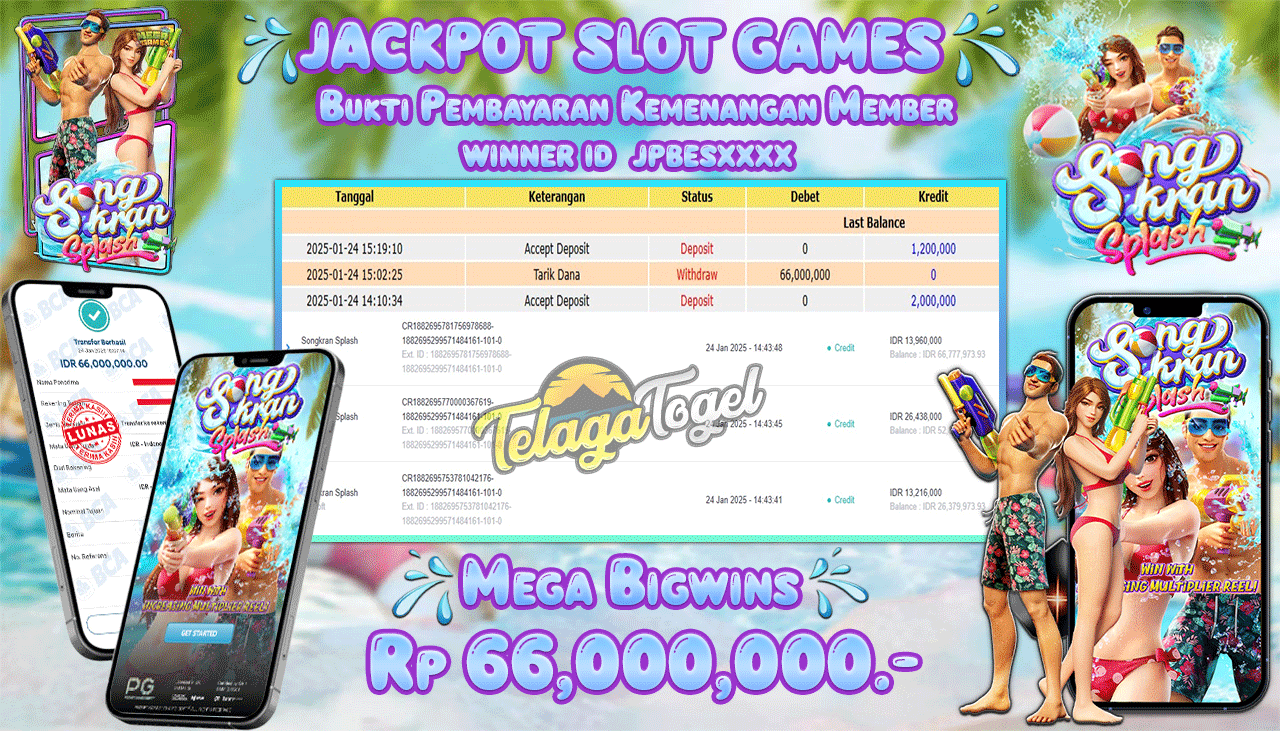 TELAGATOGEL JACKPOT SLOT SONGKRAN SPLASH Rp 66,000,000,- LUNAS