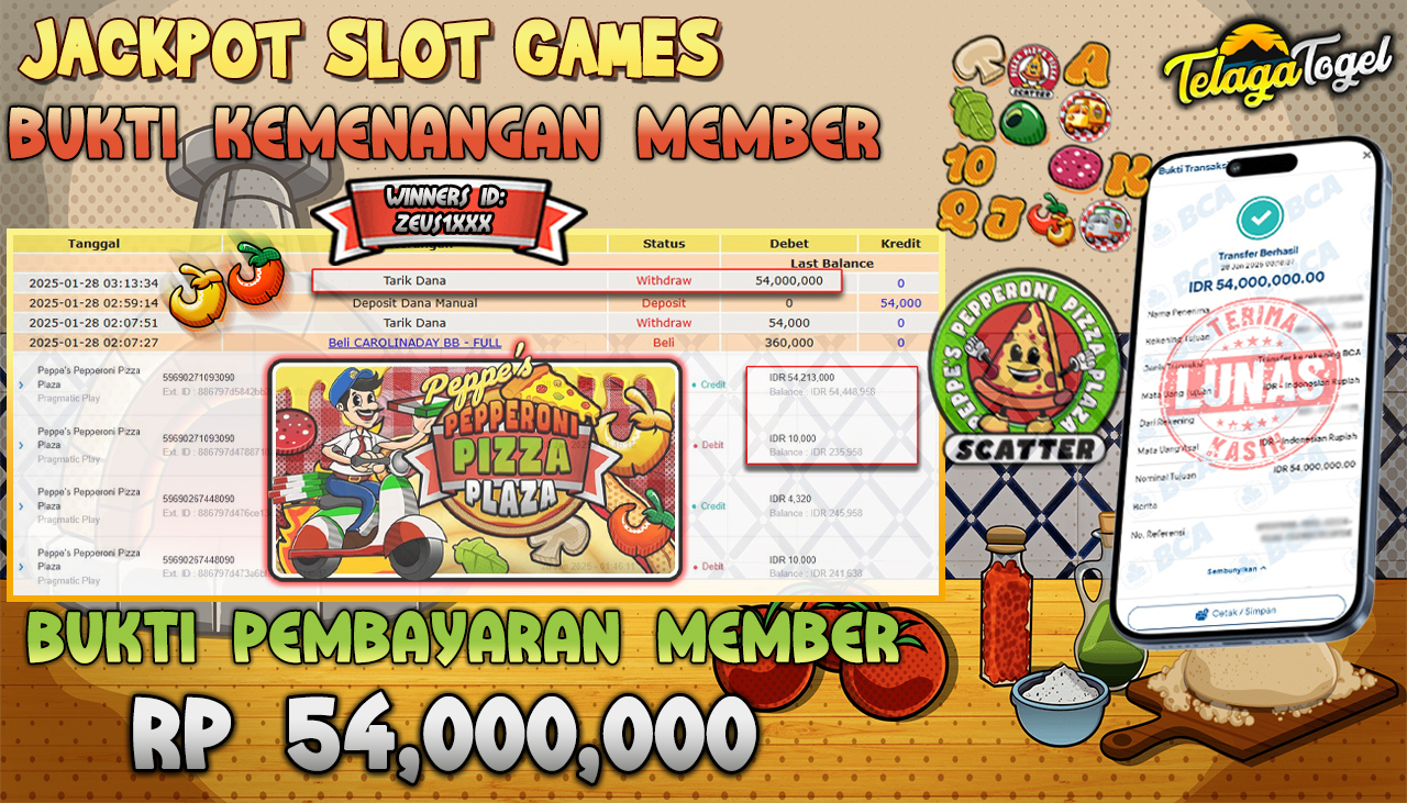 TELAGATOGEL JACKPOT SLOT PEPPE'S PEPPERONI PIZZA PLAZA Rp 54,000,000,- LUNAS