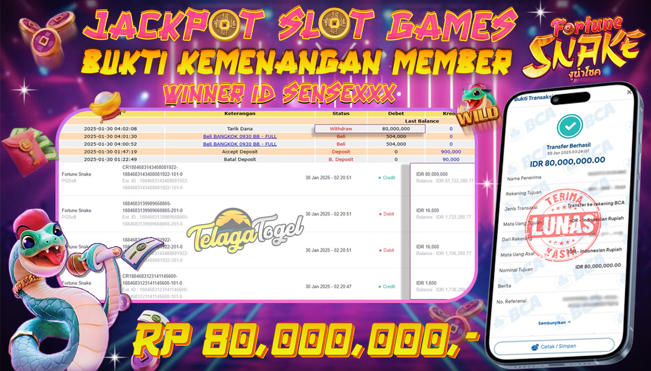 TELAGATOGEL JACKPOT SLOT FORTUNE SNAKE Rp 80,000,000,- LUNAS