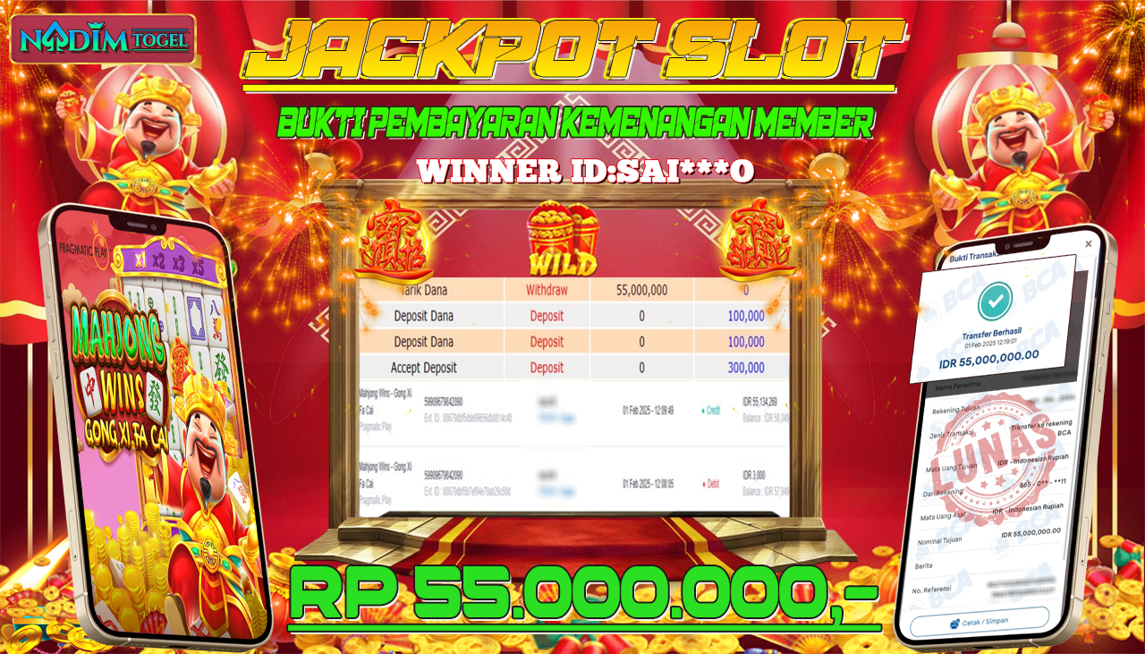 NADIMTOGEL JACKPOT SLOT MAHJONG WINS-GONG XI FA CAI  Rp.55.000.000,- LUNAS