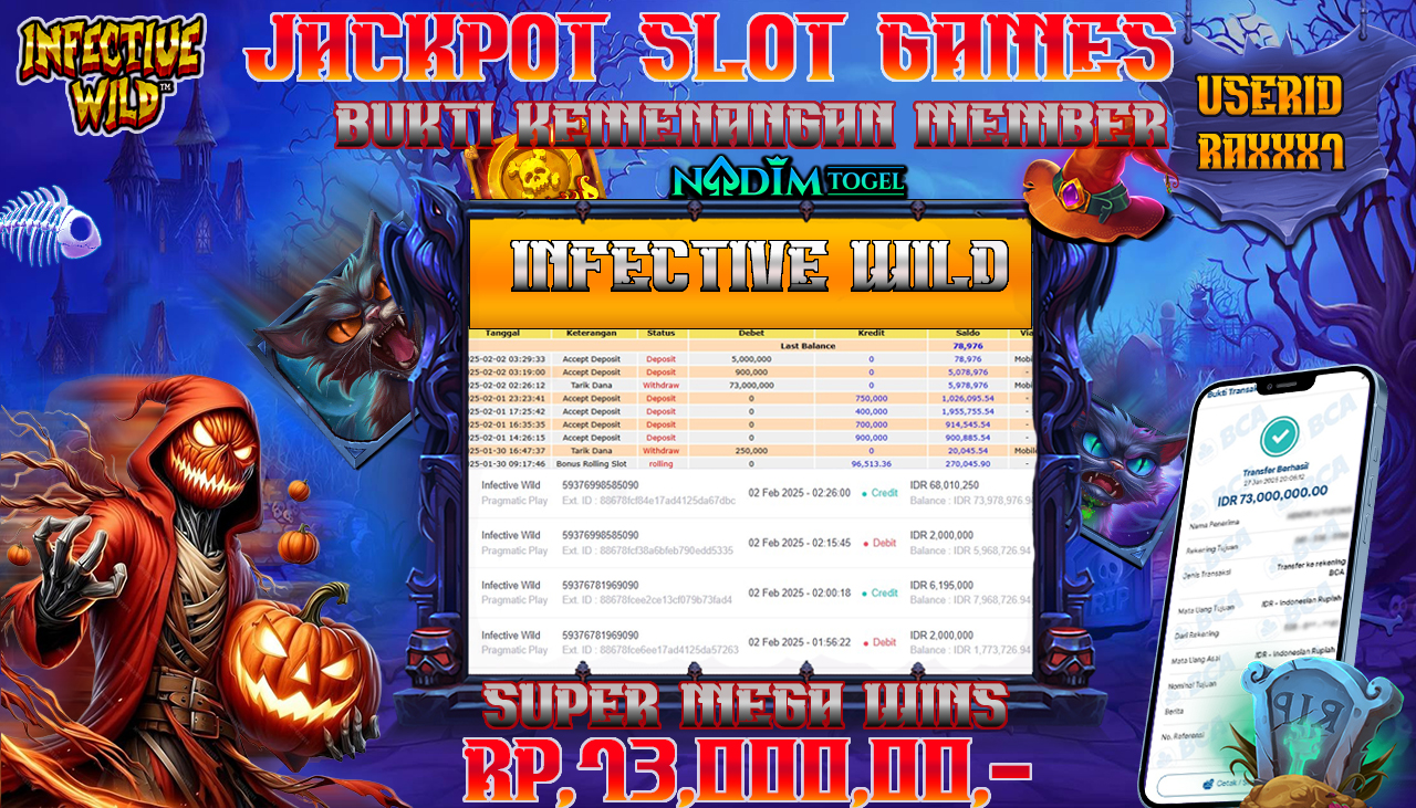 NADIMTOGEL JACKPOT SLOT INFECTIVE WILD Rp 73,000,000,- LUNAS