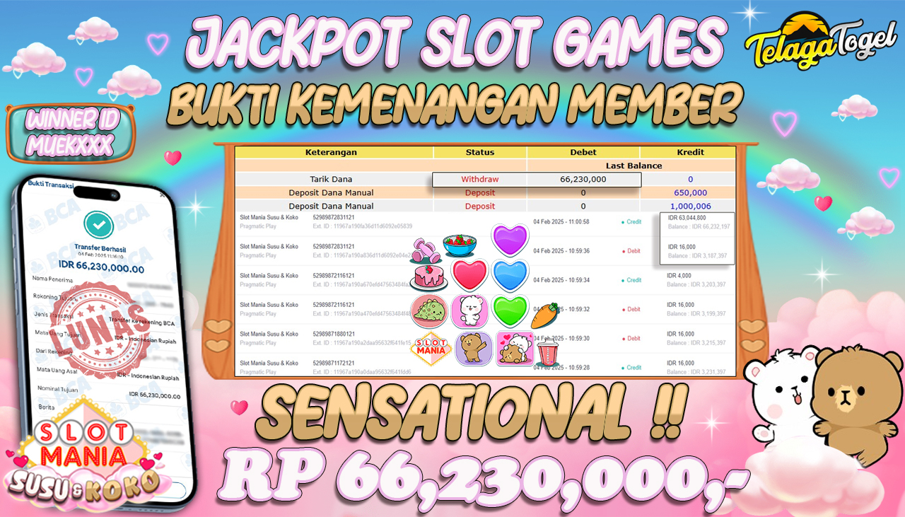 TELAGATOGEL JACKPOT SLOT MANIA SUSU & KOKO Rp 66,230,000,- LUNAS