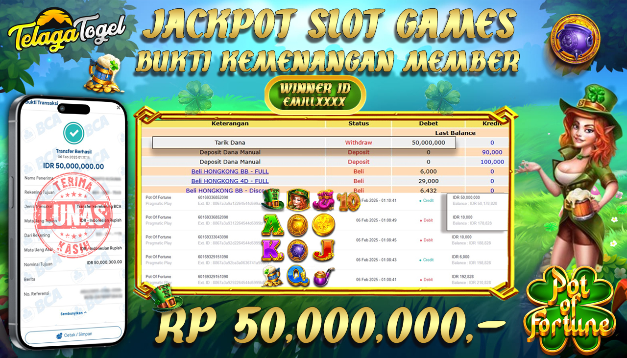 TELAGATOGEL JACKPOT SLOT POT OF FORTUNE Rp 50,000,000,- LUNAS
