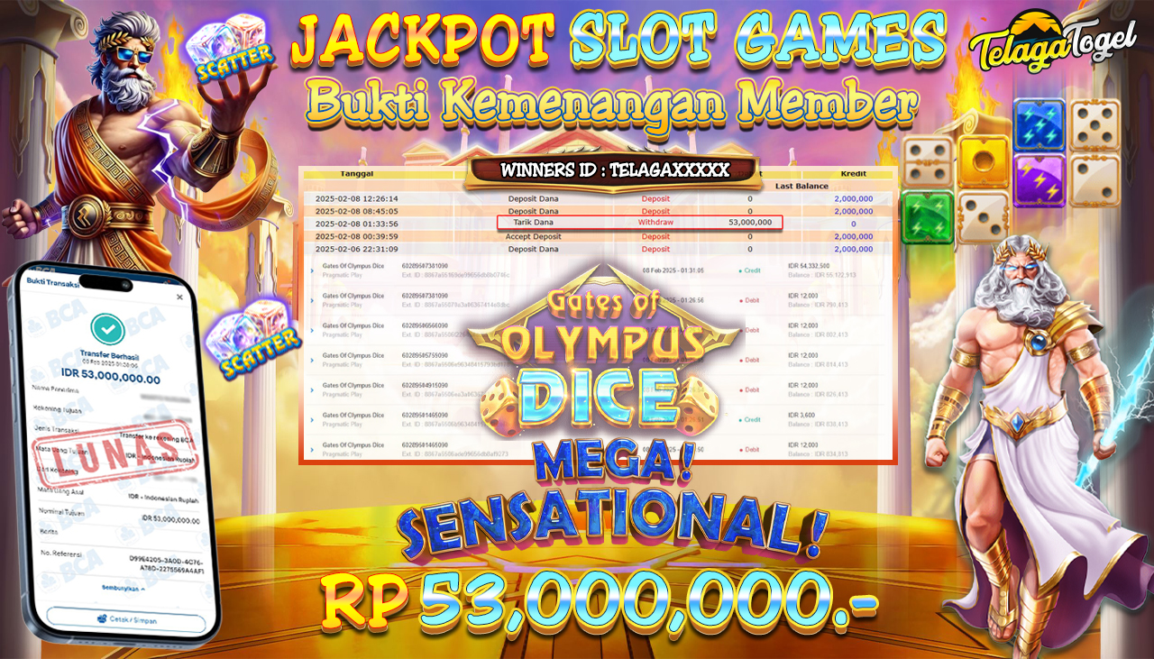 TELAGATOGEL JACKPOT SLOT GATES OF OLYMPUS DICE Rp 53,000,000 ,- LUNAS