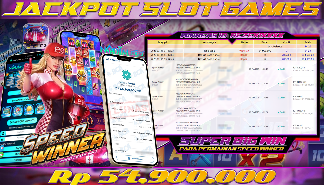 NADIMTOGEL JACKPOT SLOT SPEED WINNER Rp 54,900,000,- LUNAS