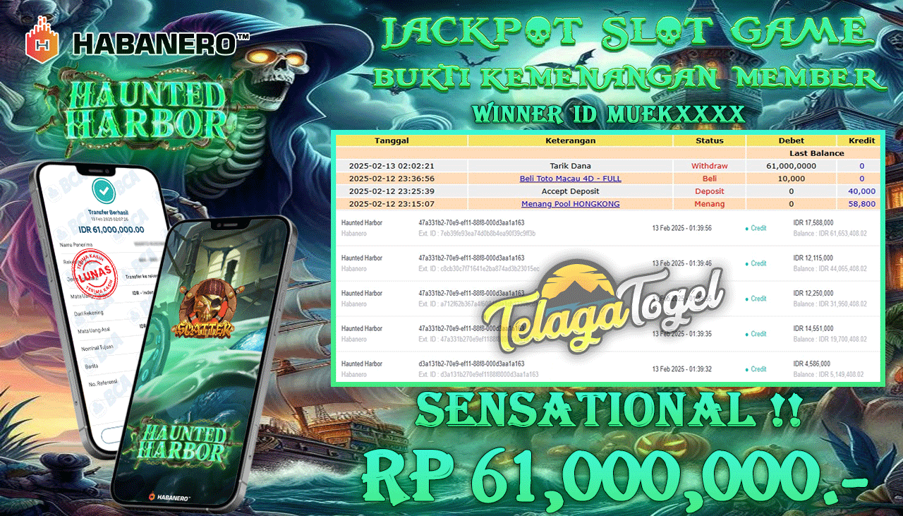 TELAGATOGEL JACKPOT SLOT HAUNTED HABOR Rp 61,000,000 ,- LUNAS
