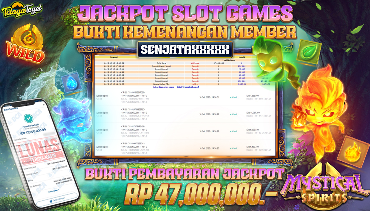 TELAGATOGEL JACKPOT SLOT MYSTICAL SPIRITS  47,000,000 ,- LUNAS